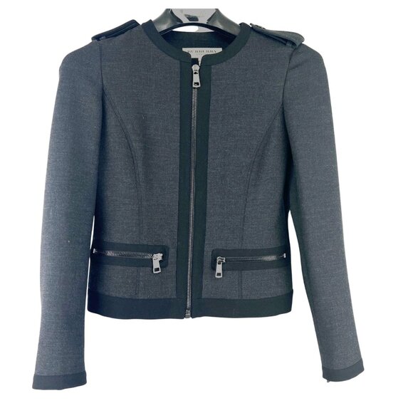 Burberry Womens Charcoal Jacket Size 6 Polyester & Viscose - Picture 1 of 7